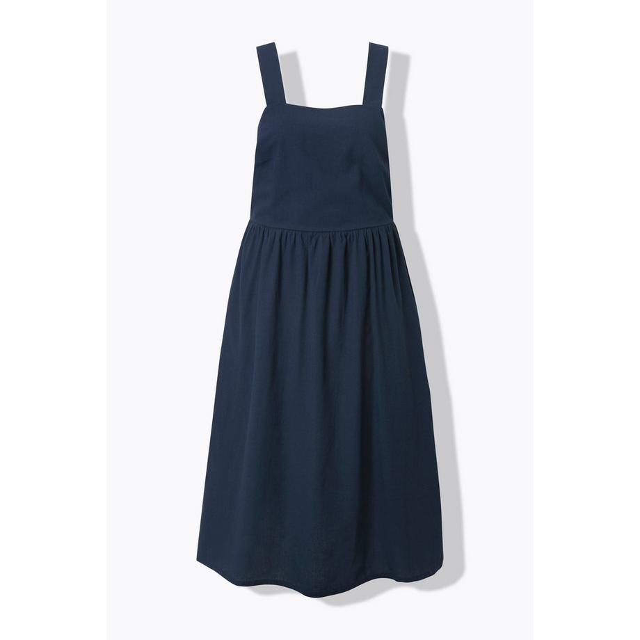 Ulla Popken Robe Maxi Teneur en Lin Sans Manches Poches  