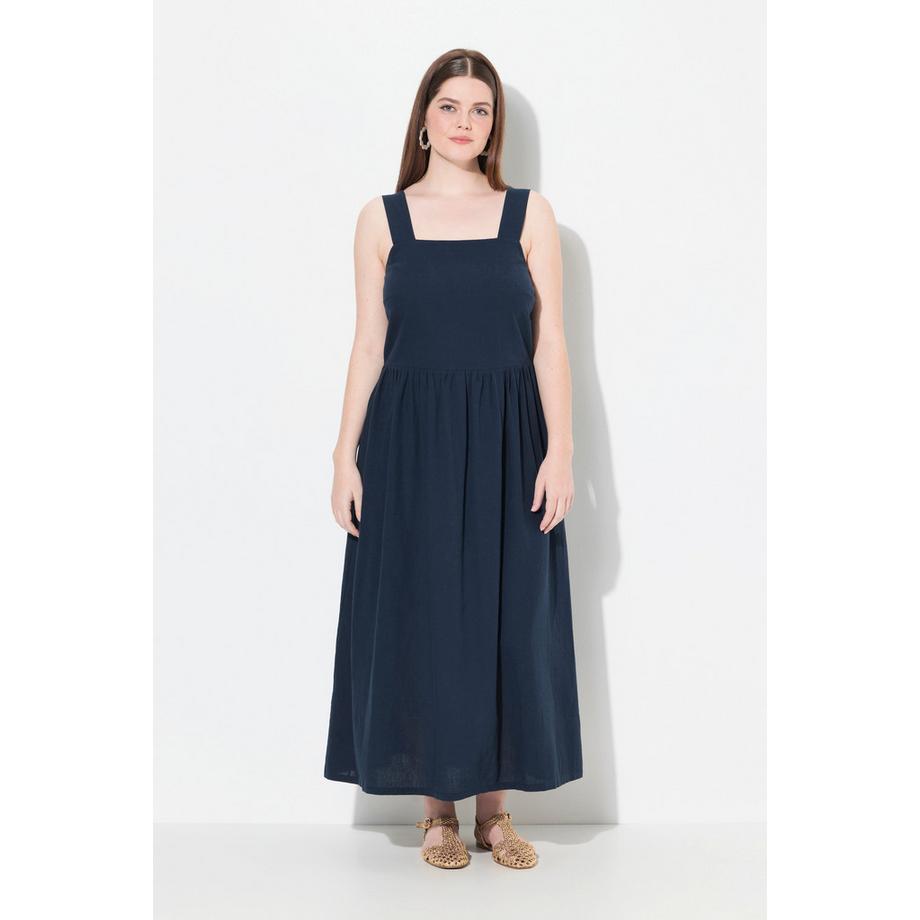 Ulla Popken Robe Maxi Teneur en Lin Sans Manches Poches  