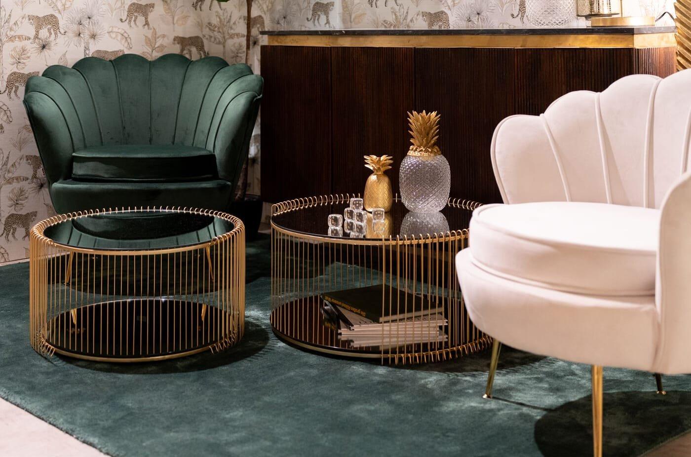 KARE Design Tavolino Wire Double Brass (set di 2)  