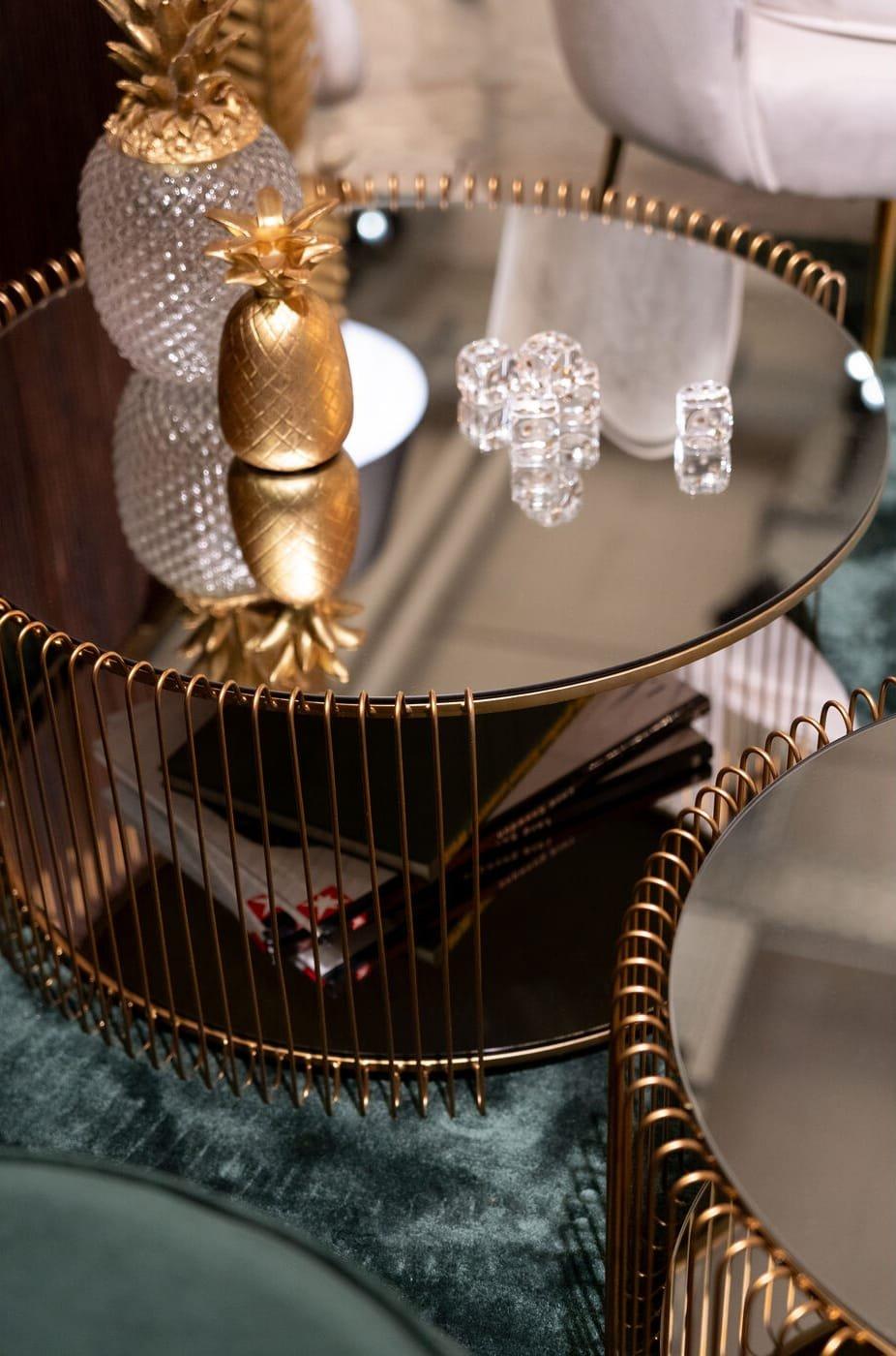 KARE Design Tavolino Wire Double Brass (set di 2)  