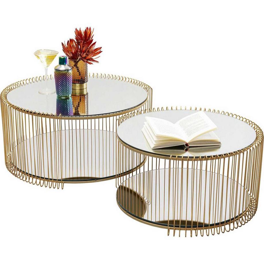 KARE Design Table basse Wire Double Brass (lot de 2)  