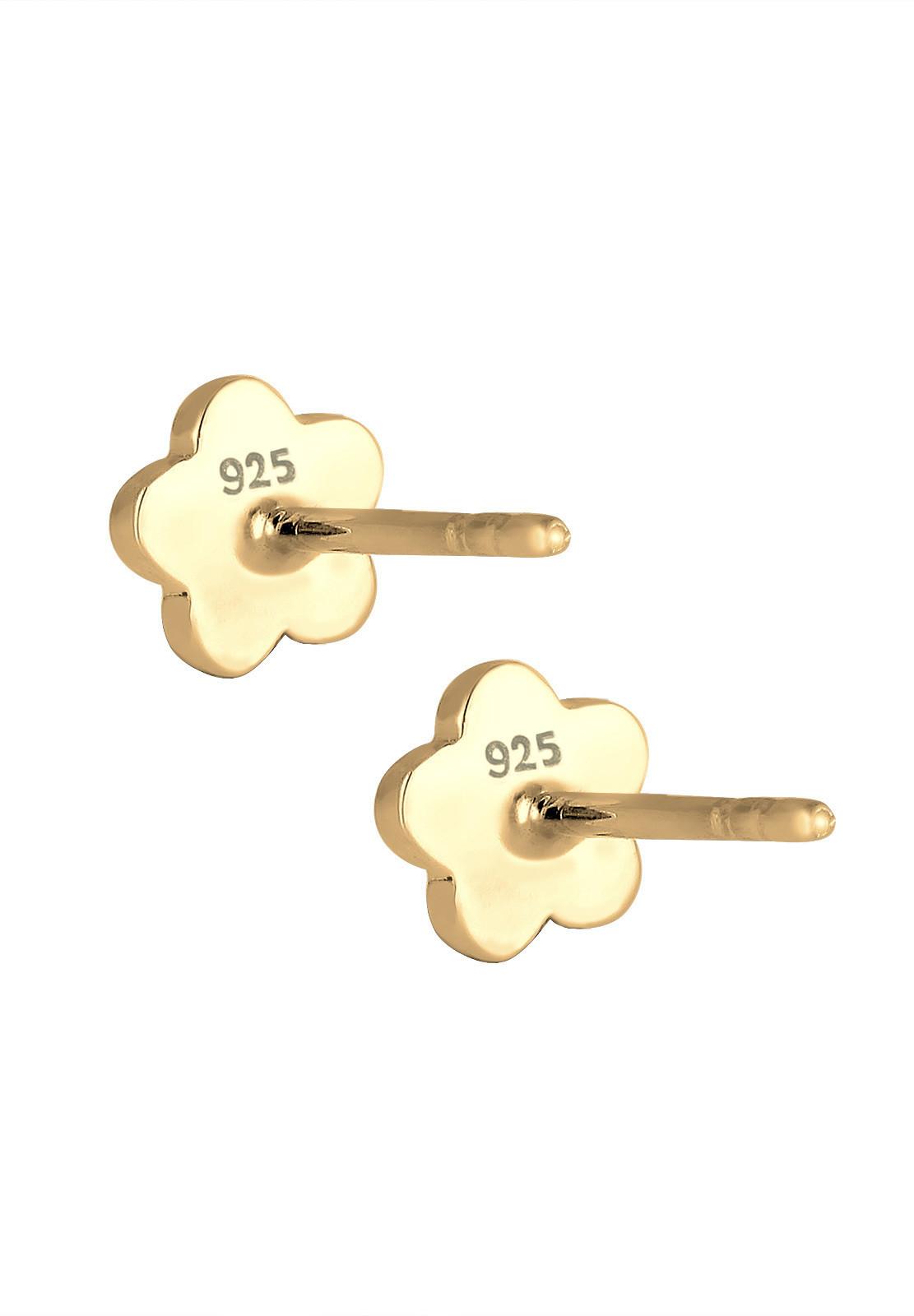 Elli  Boucles d'Oreilles Enfants Clous D'oreilles Fleur Symbole Avec Cristal Rose 