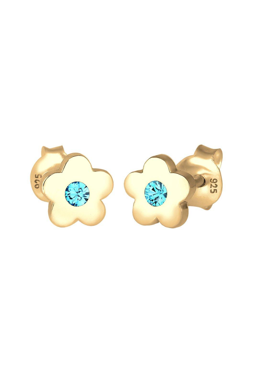 Elli  Boucles d'Oreilles Enfants Clous D'oreilles Fleur Symbole Avec Cristal Rose 