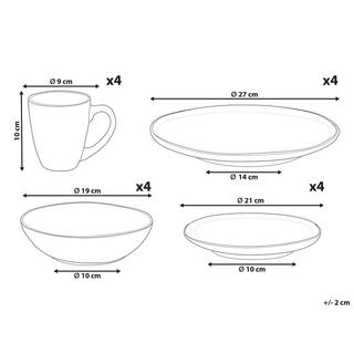 Beliani  16-teiliges Tafelservice aus Steinzeug Retro THYME 