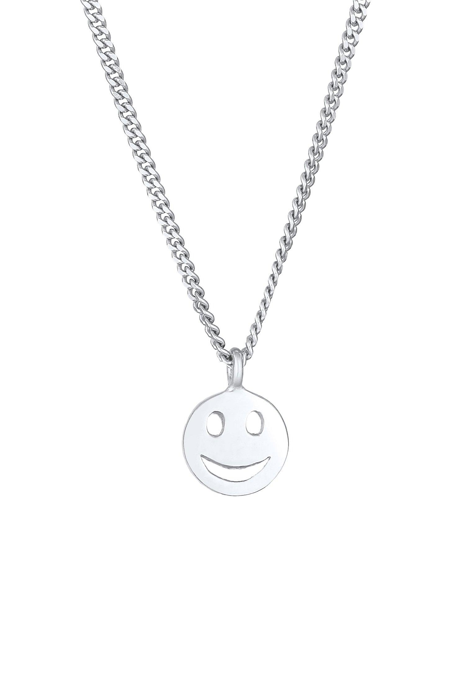 Image of Halskette Mit Smile Face Motif Damen Silber 40cm
