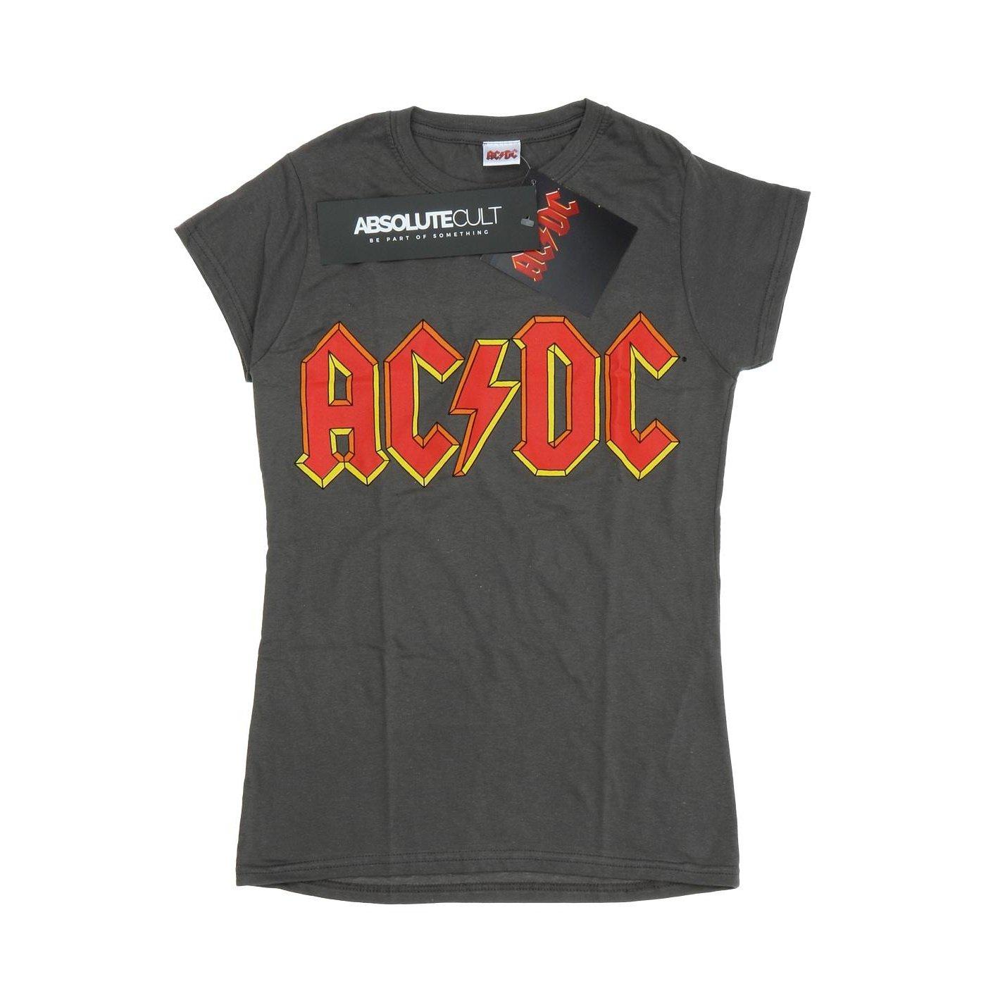 Image of Acdc Red Logo Tshirt Damen Charcoal Black S