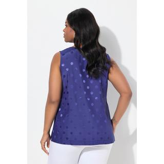 Ulla Popken Jacquard-Punkte Ärmelloses V-Ausschnitt Blusentop  