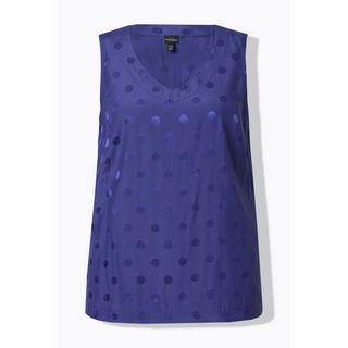 Ulla Popken Jacquard-Punkte Ärmelloses V-Ausschnitt Blusentop  