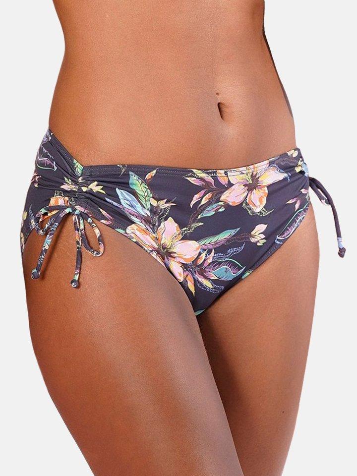 Image of Bikini-hose Mit Seitlicher Raffung Malia Unisex Schwarz Bedruckt 48