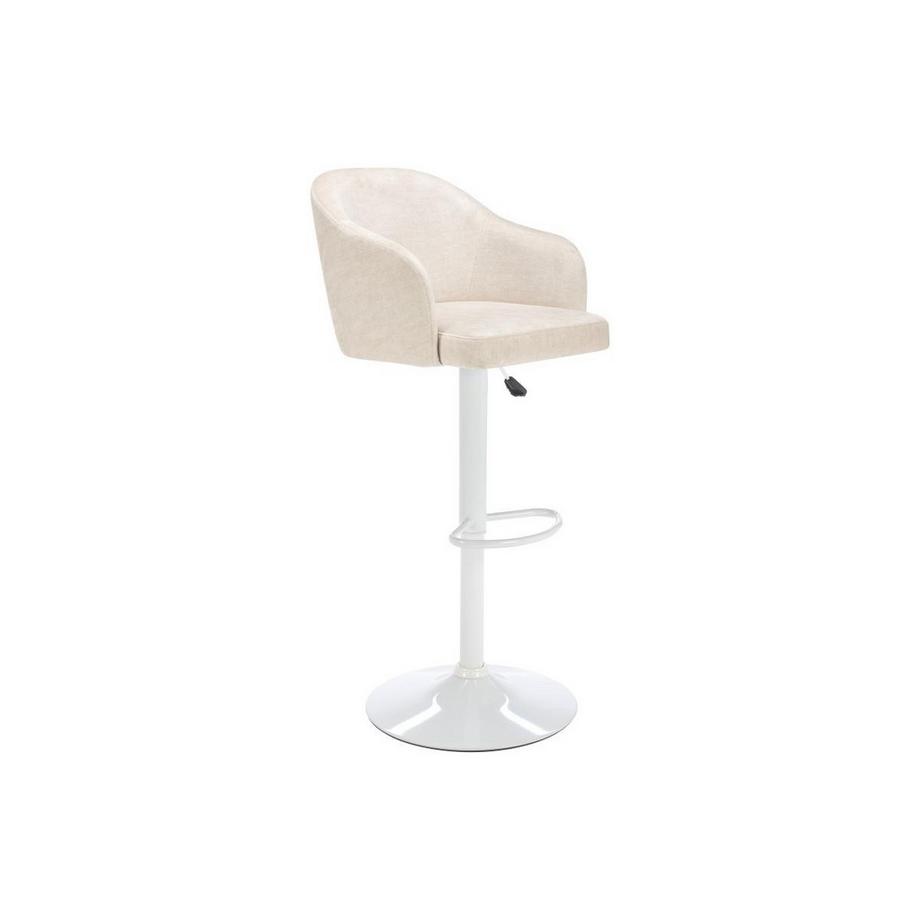 Vente-unique Lot de 2 tabourets de bar en tissu et métal - Hauteur réglable - Crème et blanc - CARSTEN  