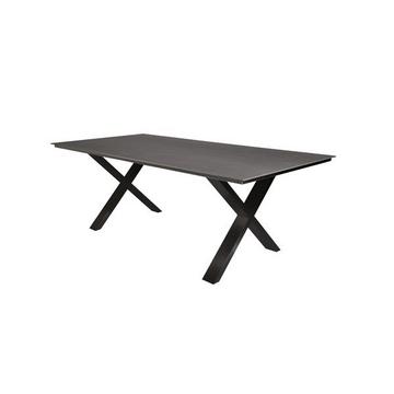 Table de jardin Monaco pied X noir - décor céramique sur verre