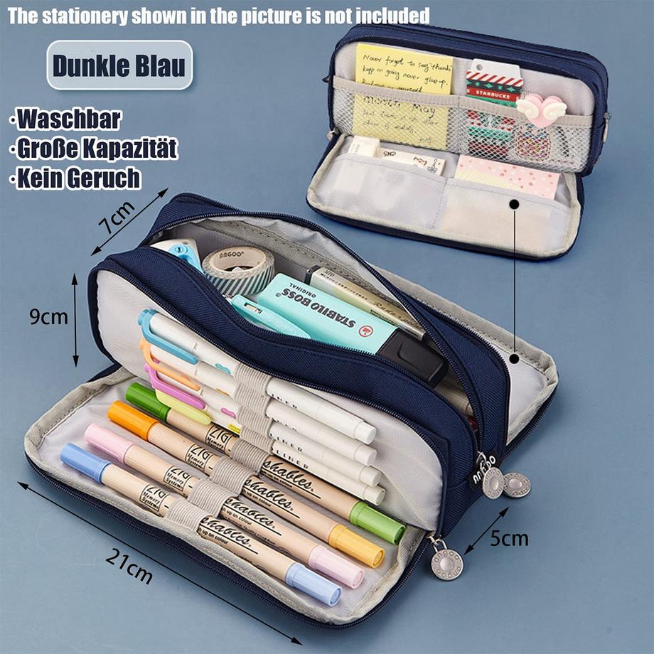 Only-bags.store Federmäppchen mit 3 Fächern Großes Fassungsvermögen Federmäppchen Federmäppchen für Schule & Büro  