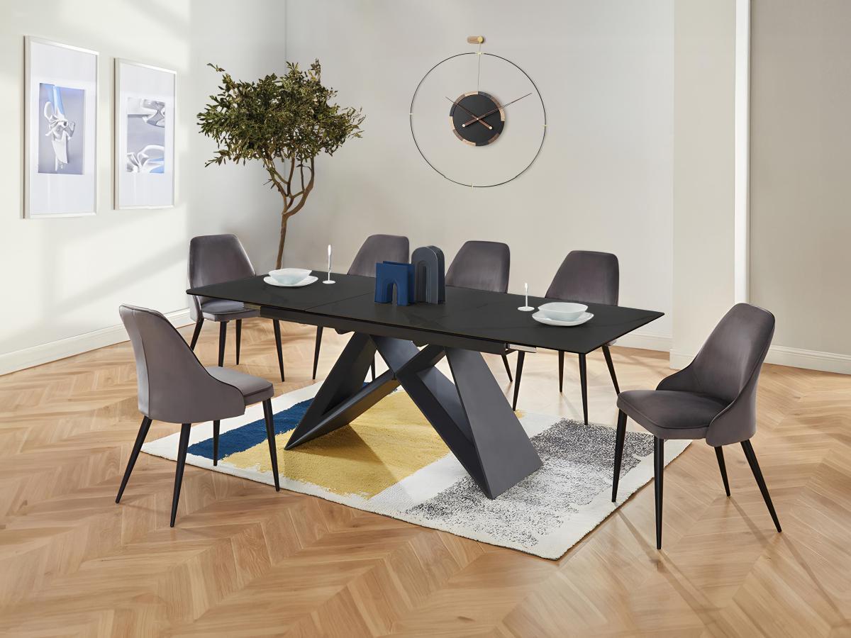 Vente-unique Table à  manger extensible LIBSY 6 à  8 cous Céramique Métal  