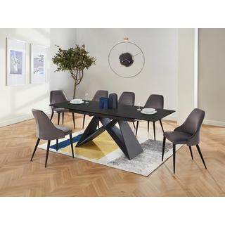 Vente-unique Table à  manger extensible LIBSY 6 à  8 cous Céramique Métal  