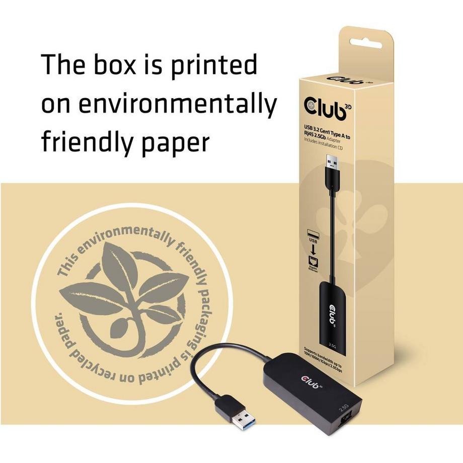 Club3D  Club3D USB 3.2 Gen1 Type A auf RJ45 2.5Gbps Netzwerk-Adapter 