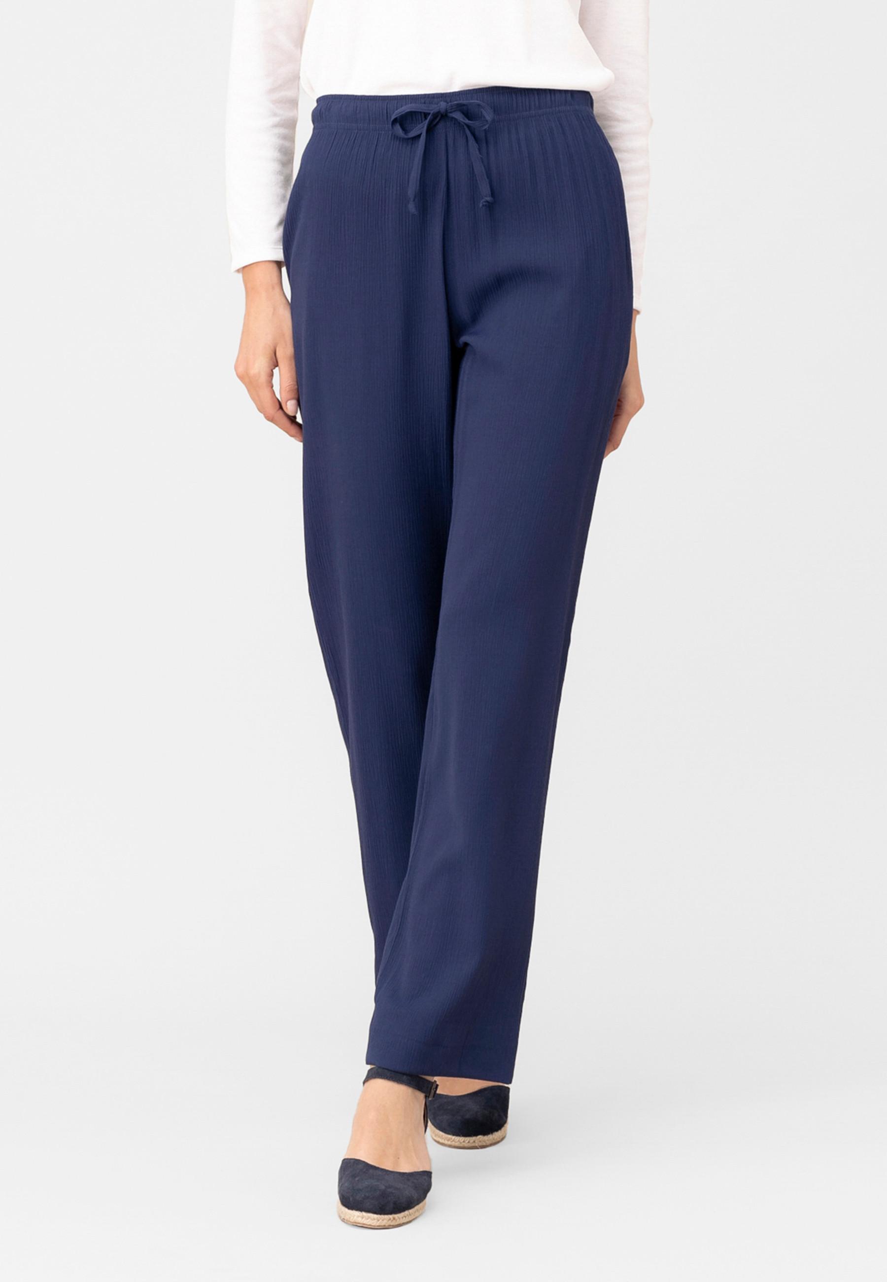 Image of Hose Aus Crepon. Damen Blau 44