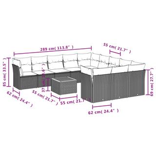 VidaXL Ensemble de canapés de jardin rotin synthétique  