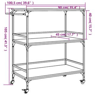 VidaXL Chariot de cuisine bois d'ingénierie  