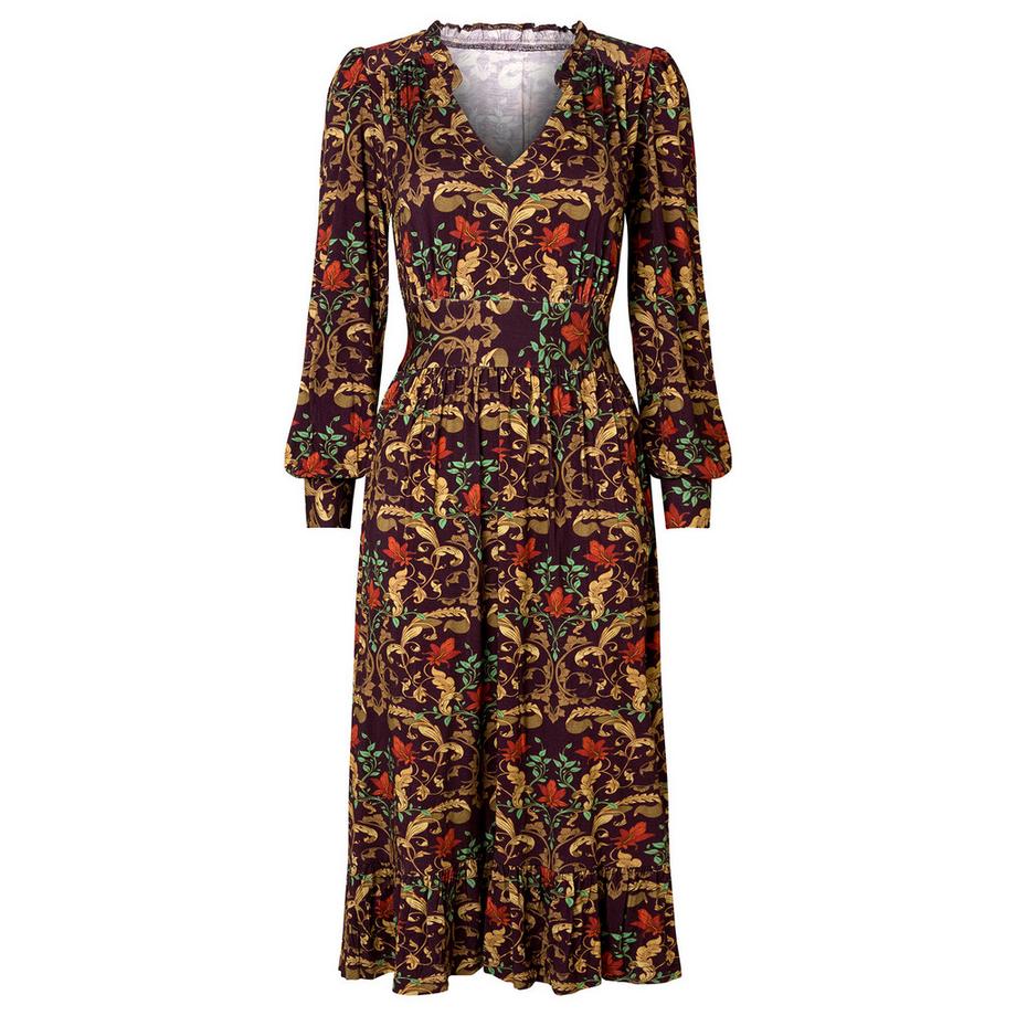 Joe Browns Elegantes Midikleid mit langen Ärmeln und Blättermotiv  