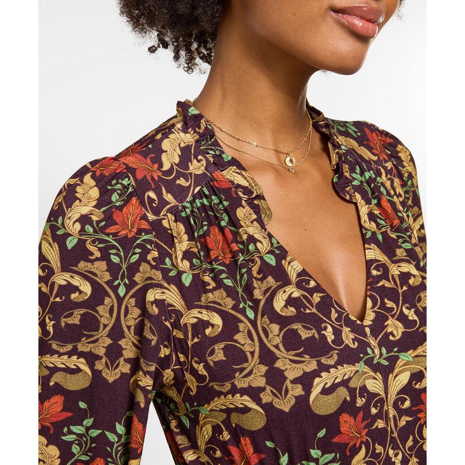 Joe Browns Elegantes Midikleid mit langen Ärmeln und Blättermotiv  