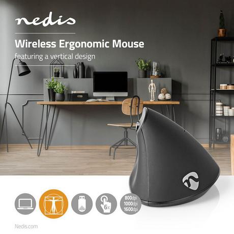 Nedis  Mouse | Senza fili | 800 / 1000 / 1600 dpi | DPI regolabile | Numero di pulsanti: 6 | Destrorso 