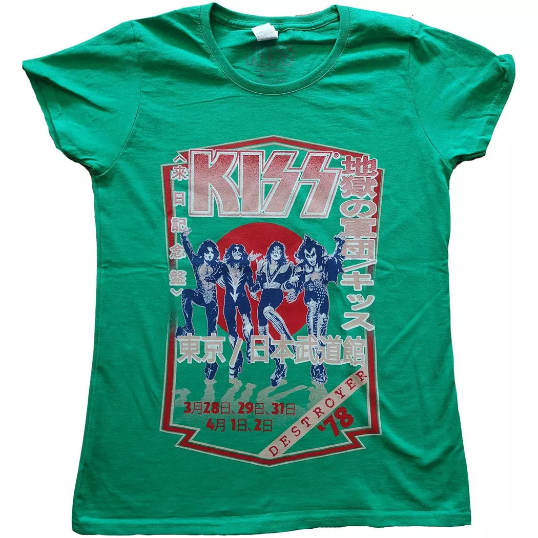 KISS - Destroyer Tour 78 TShirt, für Damen, Grün, Größe S