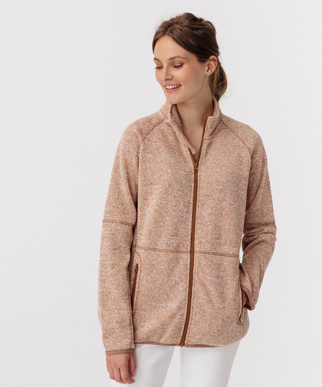 Image of Reissverschlussjacke Aus Meliertem Molton, Raglan-ärmel. Damen Camel 34-36