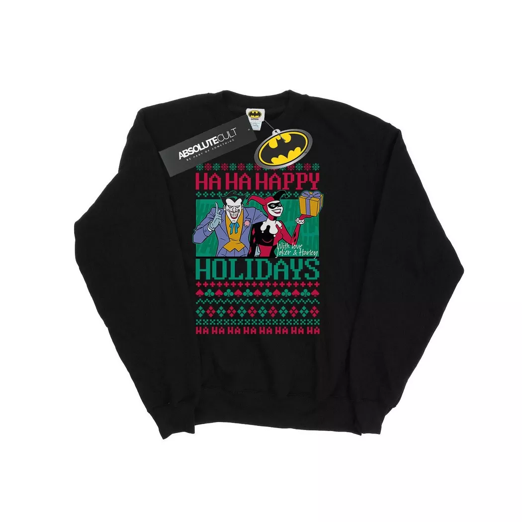 DC COMICS - Ha Ha Happy Holidays Sweatshirt, für Herren, Schwarz, Größe M