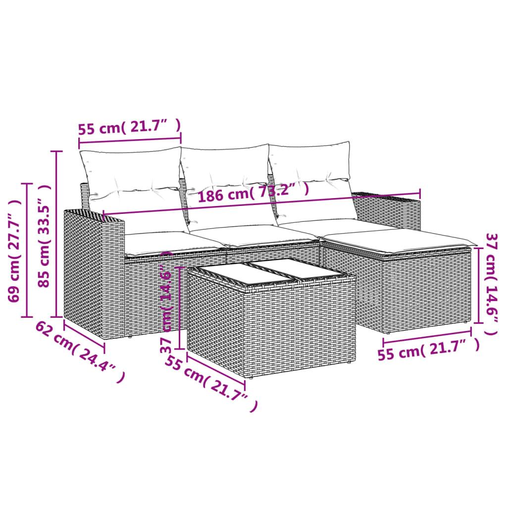 VidaXL Ensemble de canapés de jardin rotin synthétique  