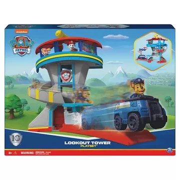 PAW Patrol . 10. Jubiläum, Lookout Tower, Hauptquartier Spielset mit 1 Chase Basis Fahrzeug, 2 Chase Figuren und Zubehör, geeignet für Kinder ab 3 Jahren