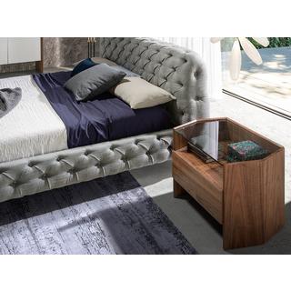 ANGEL CERDA Table de chevet en noyer avec plateau en verre trempé  