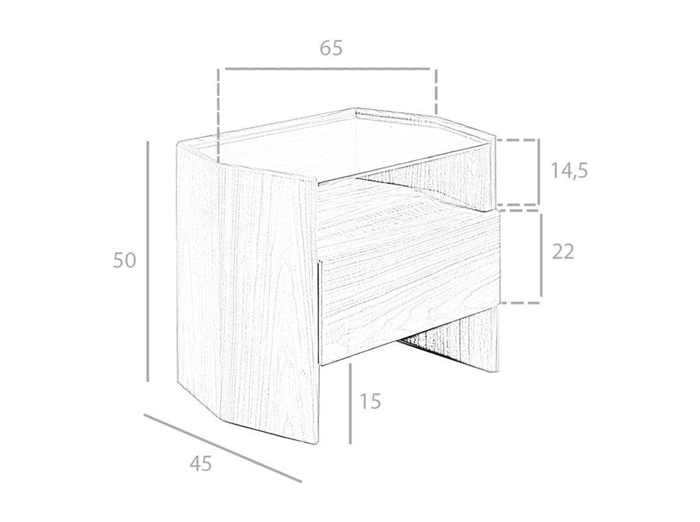 ANGEL CERDA Nachttisch Nussbaum mit Platte aus gehärtetem Glas  