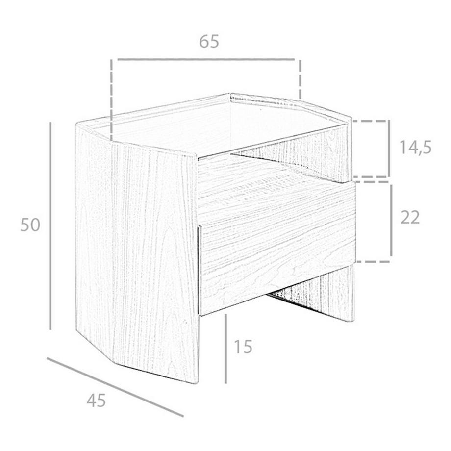 ANGEL CERDA Table de chevet en noyer avec plateau en verre trempé  