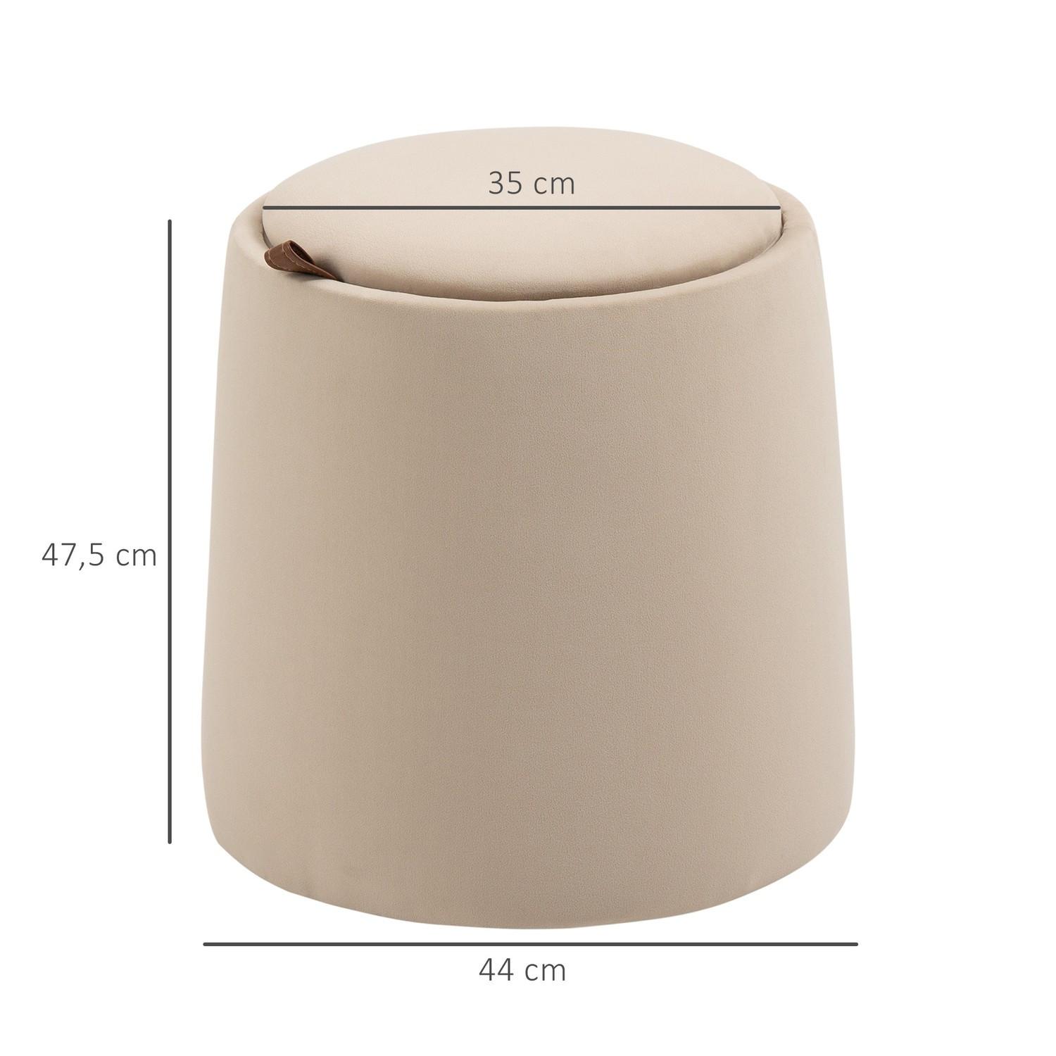 Northio Ottomane Runder Sitzhocker Mit Stauraum In Samtoptik, Beige, Abnehmbarer Deckel, Ø44Cmx47,5Cm, Als Beistelltisch  