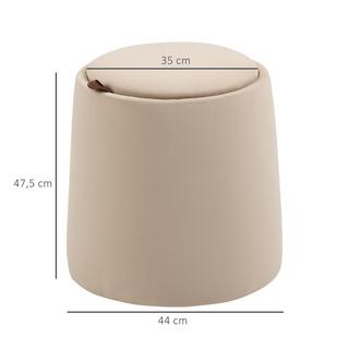 Northio Ottomane Runder Sitzhocker Mit Stauraum In Samtoptik, Beige, Abnehmbarer Deckel, Ø44Cmx47,5Cm, Als Beistelltisch  