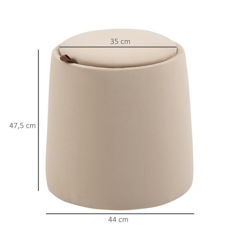 Northio Ottomane Runder Sitzhocker Mit Stauraum In Samtoptik, Beige, Abnehmbarer Deckel, Ø44Cmx47,5Cm, Als Beistelltisch  