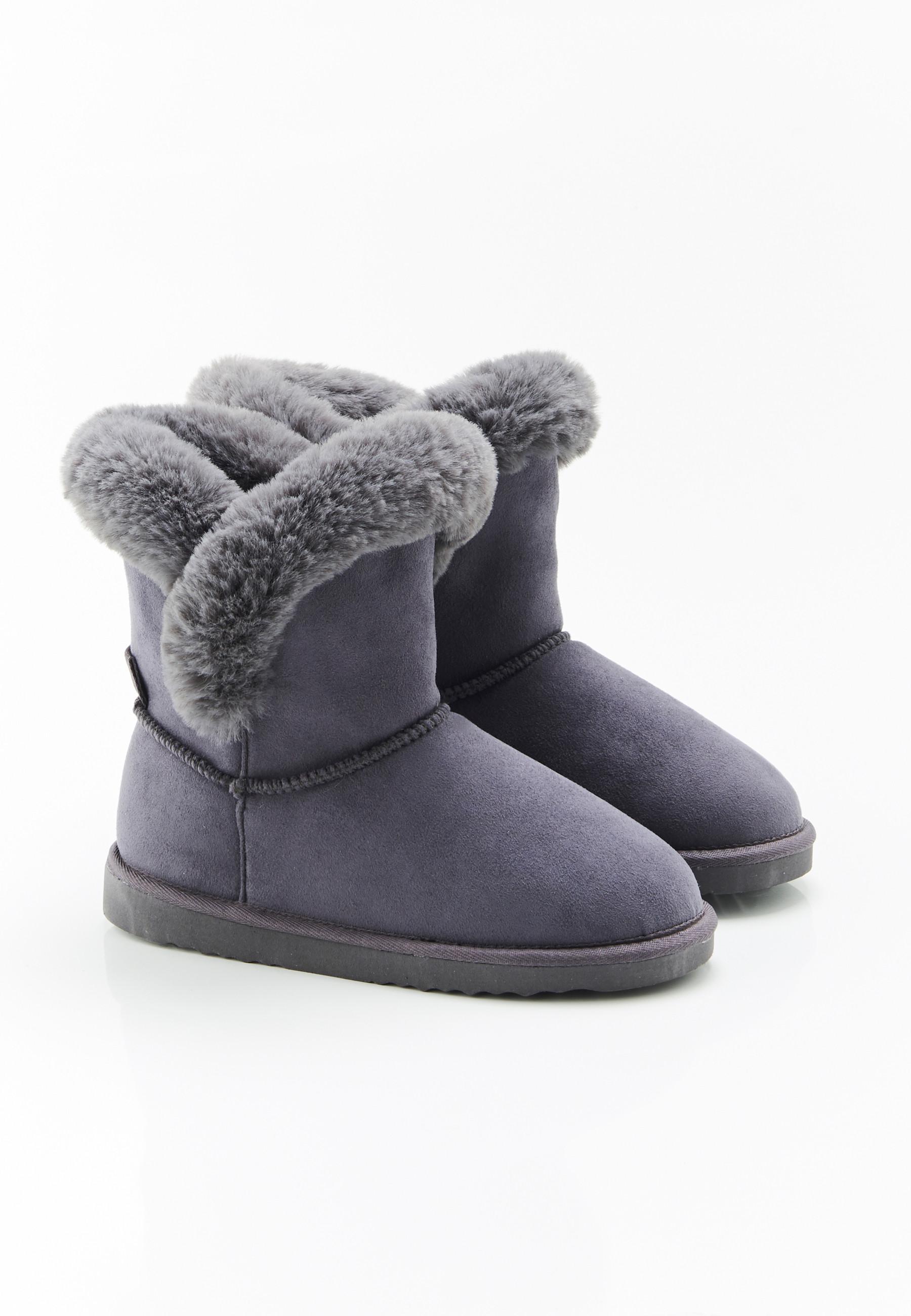 Image of Hausstiefeltten In Felloptik Thermolactyl Damen Grau 38