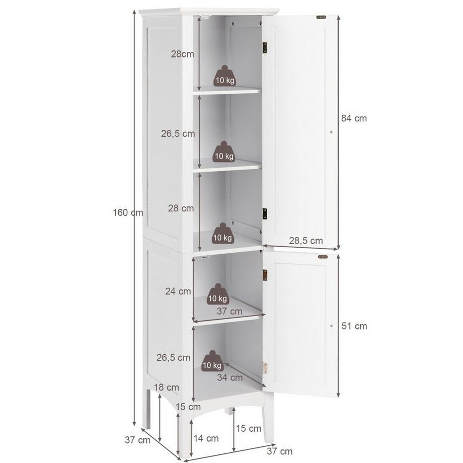 Northio Badezimmerschrank Schmaler Freistehender Hochschrank  