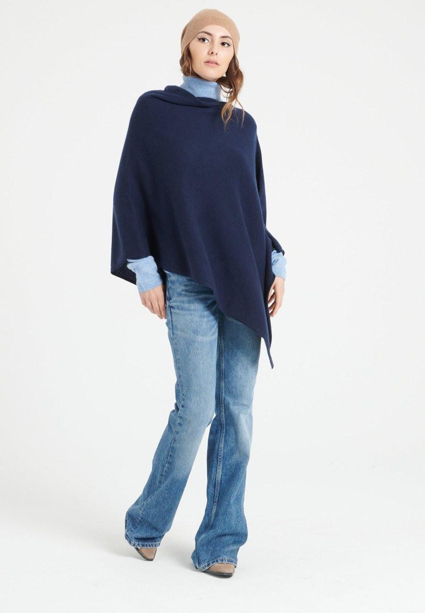 Image of Lilly 9 Poncho Mit V-ausschnitt - 100% Kaschmir Damen Marine L