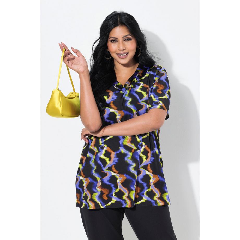 Ulla Popken T-shirt Slinky Coupe Évasée Col V Manches Courtes  