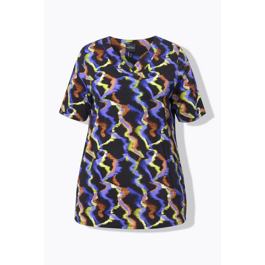 Ulla Popken T-shirt Slinky Coupe Évasée Col V Manches Courtes  