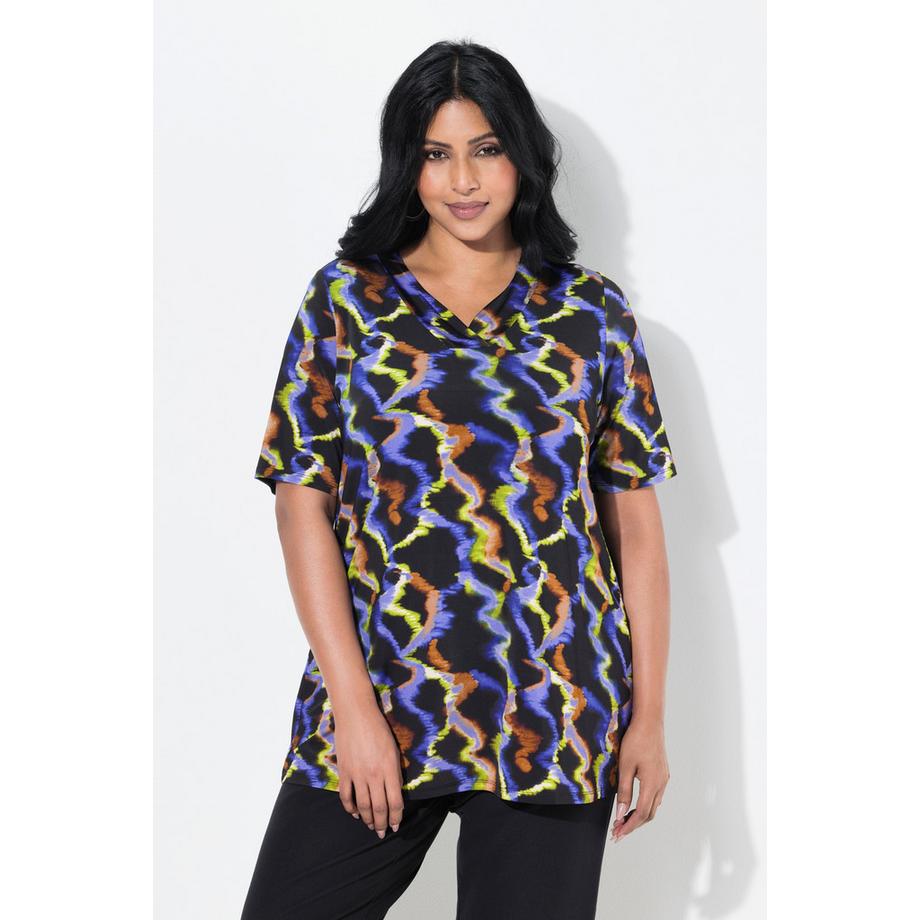 Ulla Popken T-shirt Slinky Coupe Évasée Col V Manches Courtes  