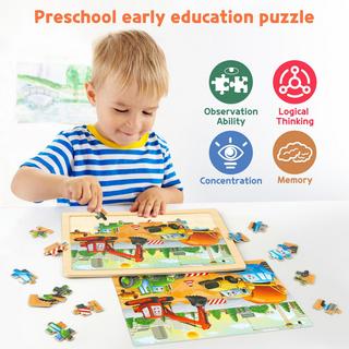 Activity-board  Puzzle en bois avec animaux pour enfants, jouet éducatif pour enfants d'âge préscolaire 