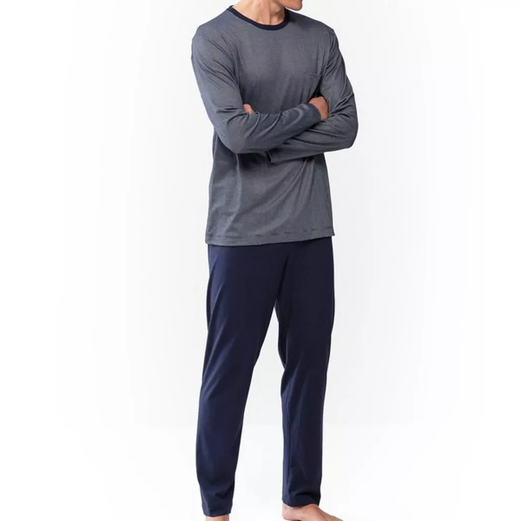 mey - Bennison - Schlafanzug Langarm, für Herren, Blau, Größe S