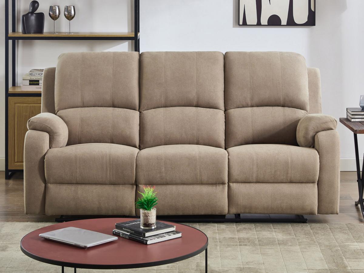 Vente-unique Relaxsofa 3-Sitzer & 2-Sitzer - Mikrofaser - Taupe - BRODY  