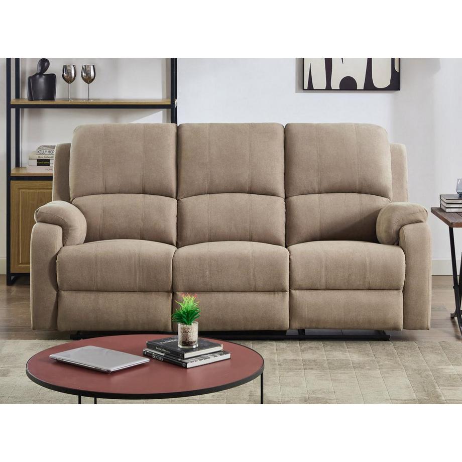 Vente-unique Canapé 3 places et 2 places relax en microfibre taupe BRODY  