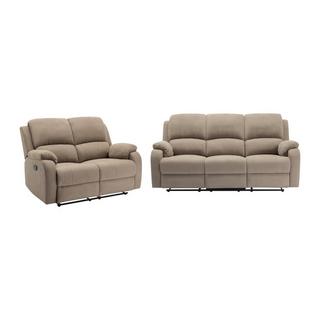 Vente-unique Relaxsofa 3-Sitzer & 2-Sitzer - Mikrofaser - Taupe - BRODY  