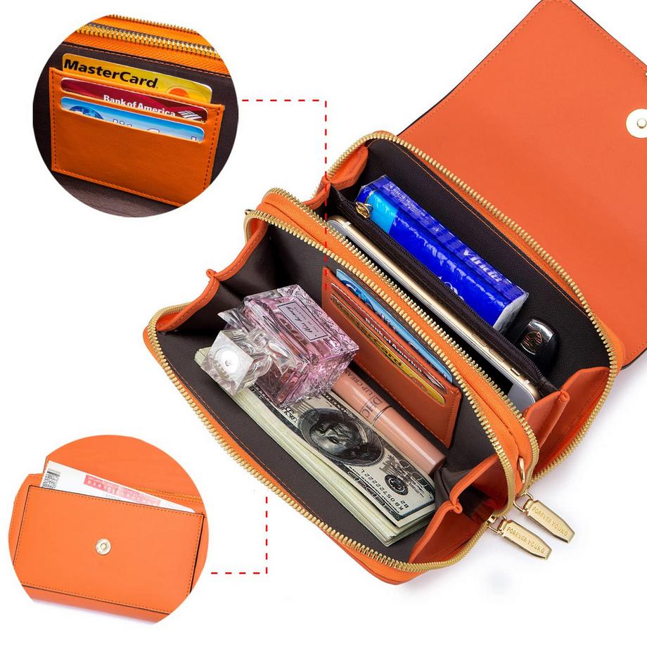 Only-bags.store Sac Bandoulière Crossbody en Cuir PU Porte Passeport Téléphone avec Fente pour Carte Bandoulière Réglable Détachable  