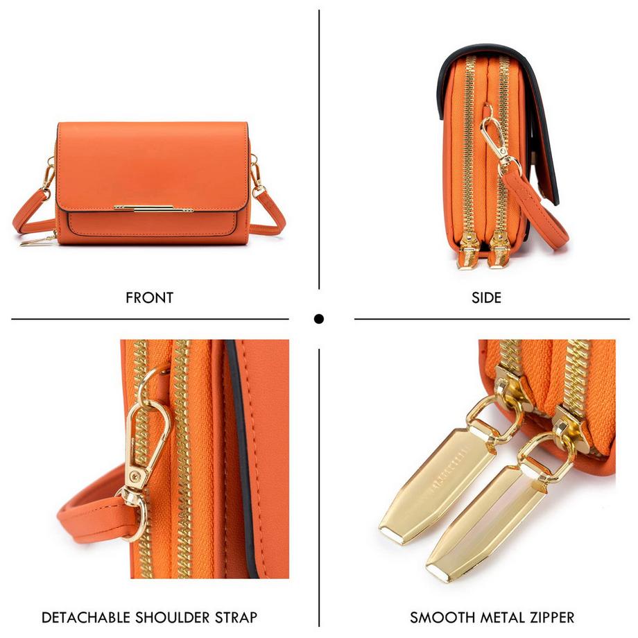 Only-bags.store Sac Bandoulière Crossbody en Cuir PU Porte Passeport Téléphone avec Fente pour Carte Bandoulière Réglable Détachable  