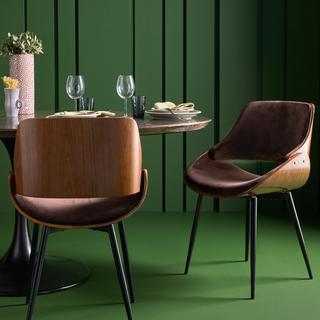 Calicosy Chaise finition noyer avec assise en velours - Mannix  